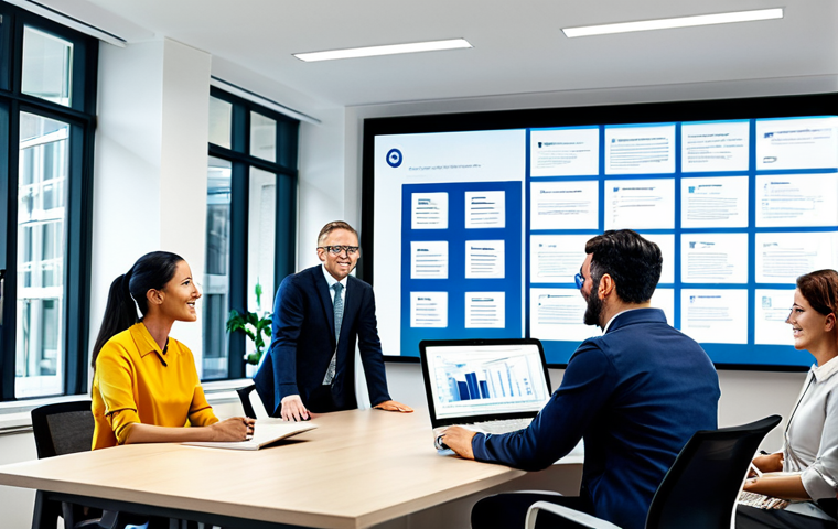 **Image Prompt 1:** A multinational corporation office setting showcasing stakeholder engagement; Diverse employees collaborating in a modern office; CSR report displayed on a large screen; Emphasis on teamwork and sustainability initiatives; safe for work, appropriate content, fully clothed, professional, perfect anatomy, natural proportions, high quality.