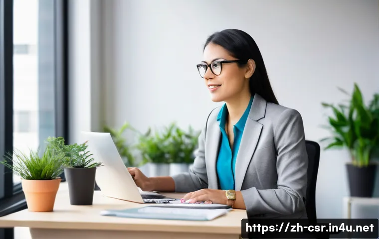 사회적 책임 경영 전문가로서의 자기 관리법 - **Prompt: The Organized CSR Expert - Mastering Time and Tools**
    A dynamic, eye-level shot inside...