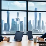 사회적 책임 경영 직무 인터뷰 준비 팁 - A modern corporate office meeting room scene showing a diverse group of professionals in business at...
